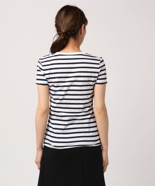 Calvin Klein Jeans(カルヴァンクラインジーンズ)の「ストライプ クルーネックTシャツ(Tシャツ/カットソー・レディース・ブラック/ピンク/ネイビー/イエロー・LARGE/MEDIUM/SMALL/X-SMALL)」の5枚目の写真