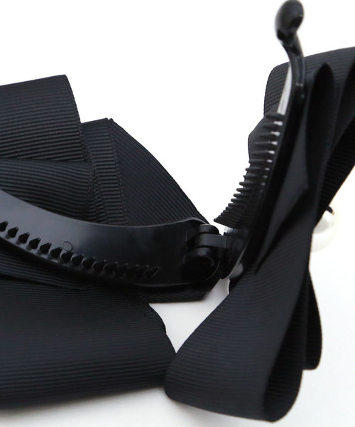 colleca la（コレカラ）の「重ねリボンとパールのバナナクリップ（バレッタ/ヘアクリップ・レディース・ブラック/モカ・FREE）」の10枚目の写真