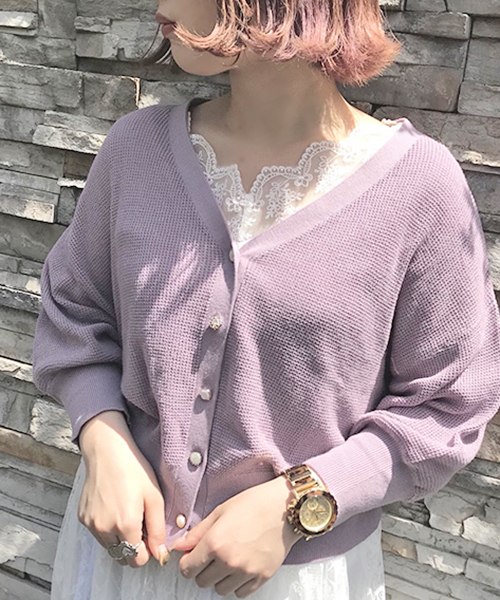 apres jour（アプレジュール）の「マルチレトロボタンカーディガン【ZOZOTOWN限定アイテム】（カーディガン/ボレロ・レディース・アイボリー/ベージュ/ラベンダー・フリー）」の4枚目の写真