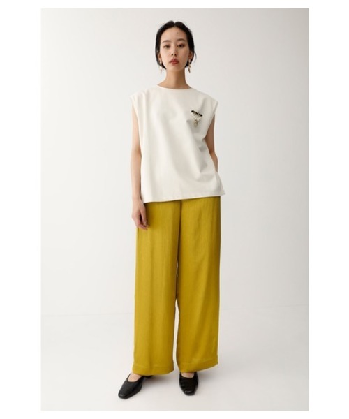 MOUSSY（マウジー）の「NARROW PLEATS WIDE PANTS（その他パンツ・レディース・ボルドー/イエロー/ブラック・2/1）」の3枚目の写真