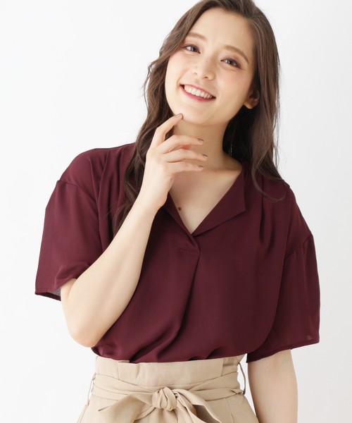 grove(グローブ)の「ジョーゼット切り替えプルオーバー(Tシャツ/カットソー・レディース・ライトグレー/ブラック/カーキ/ダークブラウン・02/03)」の4枚目の写真
