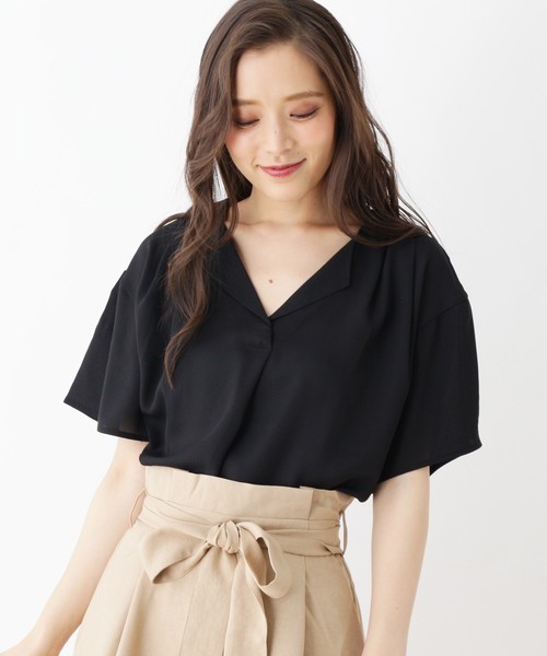 grove(グローブ)の「ジョーゼット切り替えプルオーバー(Tシャツ/カットソー・レディース・ライトグレー/ブラック/カーキ/ダークブラウン・02/03)」の2枚目の写真