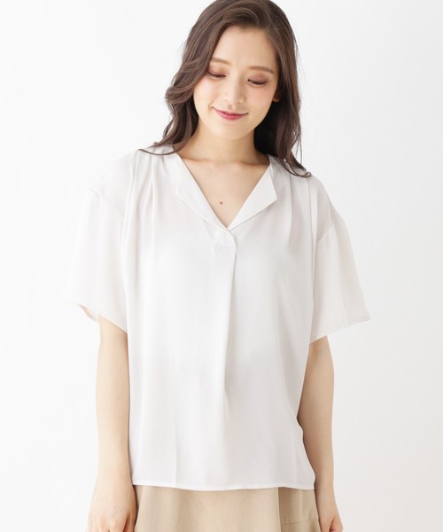 grove(グローブ)の「ジョーゼット切り替えプルオーバー(Tシャツ/カットソー・レディース・ライトグレー/ブラック/カーキ/ダークブラウン・02/03)」の5枚目の写真