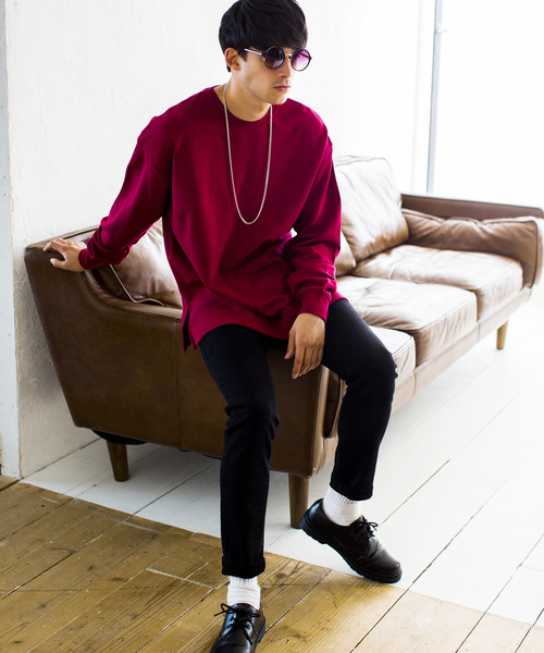 WEGO（ウィゴー）の「WEGO/サイドスリットカラープルオーバー（スウェット・メンズ・ワイン/パープル/杢グレー/ブラック/ダークグリーン/ブラウン/ピンク/ホワイト・X-SMALL/SMALL/MEDIUM/LARGE）」の12枚目の写真