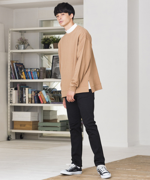 WEGO（ウィゴー）の「WEGO/サイドスリットカラープルオーバー（スウェット・メンズ・ワイン/パープル/杢グレー/ブラック/ダークグリーン/ブラウン/ピンク/ホワイト・X-SMALL/SMALL/MEDIUM/LARGE）」の16枚目の写真