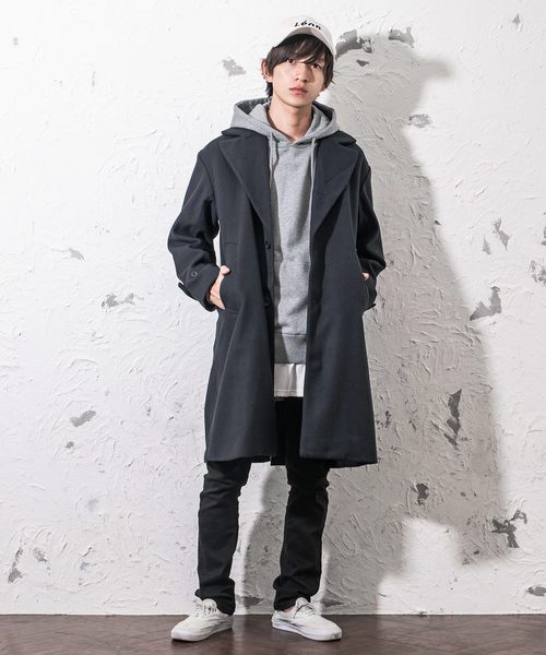 MinoriTY（マイノリティ）の「ビッグシルエットチェスターコート メルトン（チェスターコート・メンズ・ブラック/グレー/チャコール/ネイビー/キャメル・M/L）」の15枚目の写真