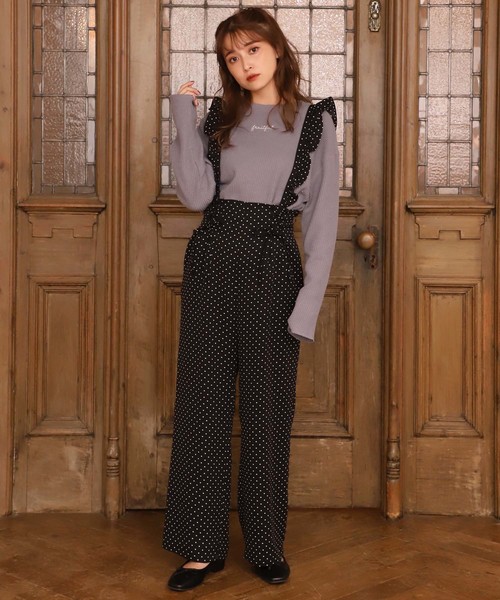 one after another NICE CLAUP（ワンアフターアナザーナイスクラップ）の「フリルサス付き ダブルレースアップパンツ（その他パンツ・レディース・ベージュ/ピンク/ブラック系その他/ドット・FREE）」の5枚目の写真