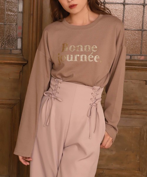 one after another NICE CLAUP（ワンアフターアナザーナイスクラップ）の「フリルサス付き ダブルレースアップパンツ（その他パンツ・レディース・ベージュ/ピンク/ブラック系その他/ドット・FREE）」の9枚目の写真