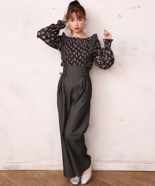 one after another NICE CLAUP（ワンアフターアナザーナイスクラップ）の「フリルサス付き ダブルレースアップパンツ（その他パンツ・レディース・ベージュ/ピンク/ブラック系その他/ドット・FREE）」の11枚目の写真