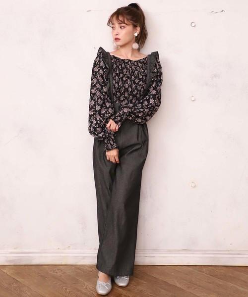 one after another NICE CLAUP（ワンアフターアナザーナイスクラップ）の「フリルサス付き ダブルレースアップパンツ（その他パンツ・レディース・ベージュ/ピンク/ブラック系その他/ドット・FREE）」の6枚目の写真