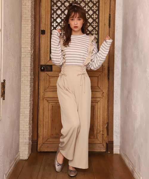 one after another NICE CLAUP（ワンアフターアナザーナイスクラップ）の「フリルサス付き ダブルレースアップパンツ（その他パンツ・レディース・ベージュ/ピンク/ブラック系その他/ドット・FREE）」の16枚目の写真