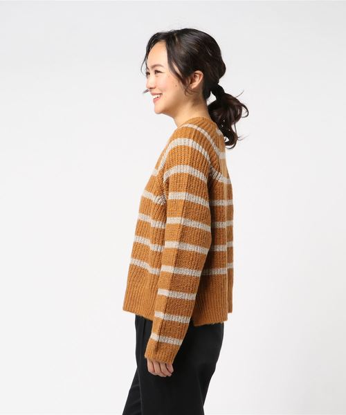 flower（フラワー）の「グリッターボーダーニット（カーディガン/ボレロ・レディース・ブラウン/グレー・FREE）」の3枚目の写真