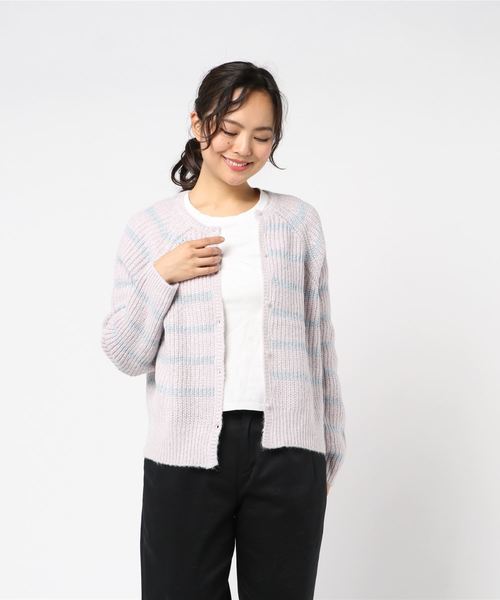 flower（フラワー）の「グリッターボーダーニット（カーディガン/ボレロ・レディース・ブラウン/グレー・FREE）」の5枚目の写真