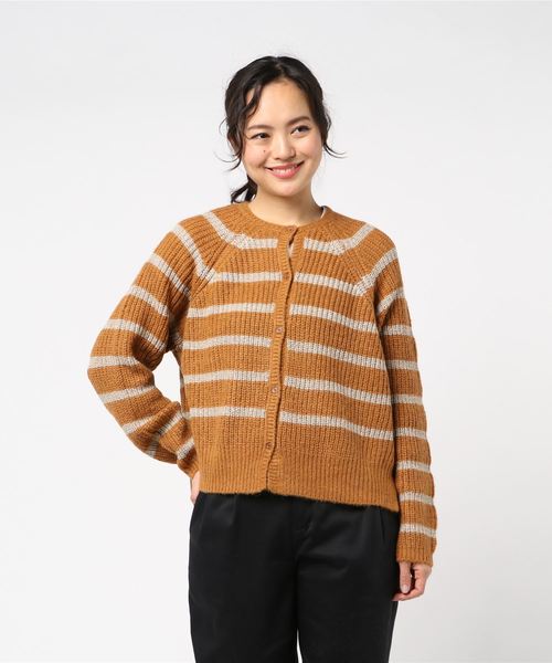 flower（フラワー）の「グリッターボーダーニット（カーディガン/ボレロ・レディース・ブラウン/グレー・FREE）」の6枚目の写真