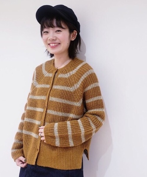 flower（フラワー）の「グリッターボーダーニット（カーディガン/ボレロ・レディース・ブラウン/グレー・FREE）」の7枚目の写真