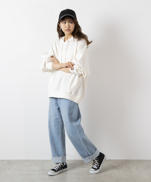 WEGO(ウィゴー)の「WEGO/デイリーカラールーズパーカー(パーカー・レディース・ホワイト/パープル/ピンク/杢グレー/ライトイエロー/ベージュ/ライトパープル・FREE)」の11枚目の写真