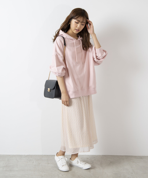 WEGO(ウィゴー)の「WEGO/デイリーカラールーズパーカー(パーカー・レディース・ホワイト/パープル/ピンク/杢グレー/ライトイエロー/ベージュ/ライトパープル・FREE)」の20枚目の写真