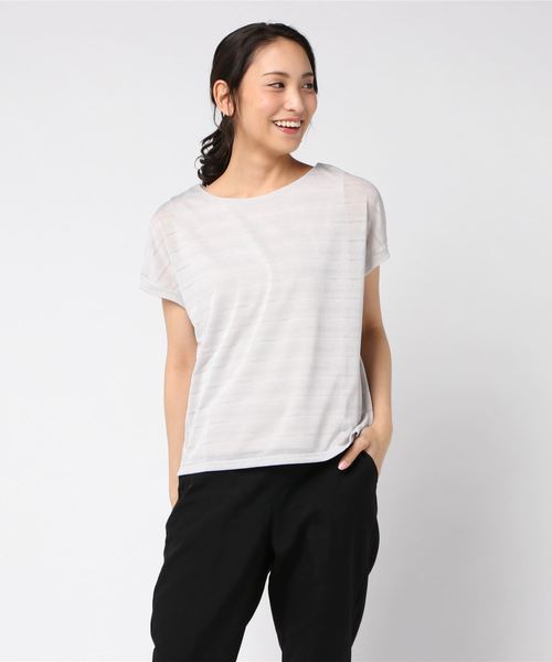 A/C DESIGN BY ALPHA CUBIC（エーシーデザインバイアルファキュービック）の「アンサンブルラメプルオーバー（Tシャツ/カットソー・レディース・グリーン/オフホワイト/ライトグレー/サックスブルー・M size/L size）」の3枚目の写真