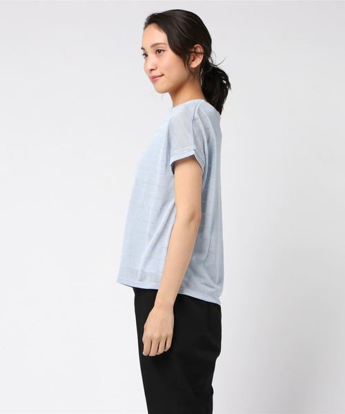 A/C DESIGN BY ALPHA CUBIC（エーシーデザインバイアルファキュービック）の「アンサンブルラメプルオーバー（Tシャツ/カットソー・レディース・グリーン/オフホワイト/ライトグレー/サックスブルー・M size/L size）」の5枚目の写真