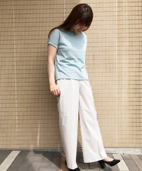 A/C DESIGN BY ALPHA CUBIC（エーシーデザインバイアルファキュービック）の「アンサンブルラメプルオーバー（Tシャツ/カットソー・レディース・グリーン/オフホワイト/ライトグレー/サックスブルー・M size/L size）」の9枚目の写真