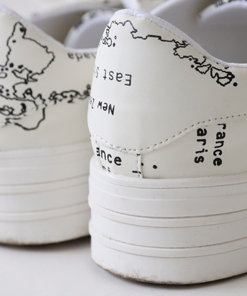 antiqua（アンティカ）の「MAP柄厚底スニーカー（スニーカー・レディース・ホワイト/ブラック・S/M/L/LL）」の4枚目の写真