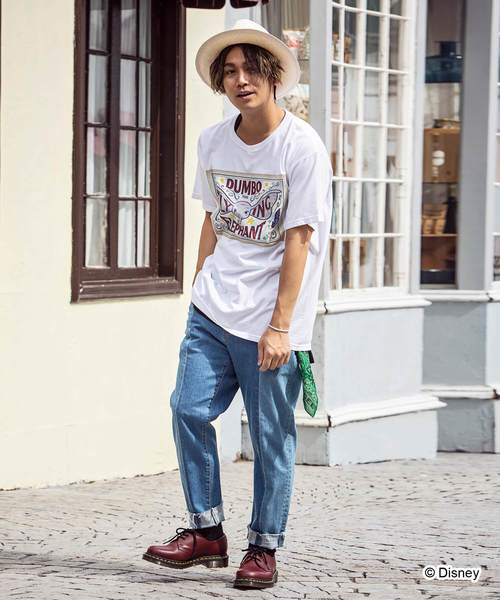 163(イチロクサン)の「直営店・WEB限定 163(イチロクサン)DUMBO フライングデザインヴィンテージライクTシャツ(Tシャツ/カットソー・メンズ・ホワイト/ネイビー・L/M/S)」の8枚目の写真