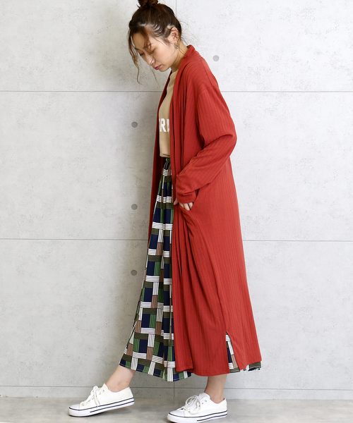 n'ee-ne（ネーネ）の「ワイドテレコ　ロングトッパー（カーディガン/ボレロ・レディース・ブラック/モカ/テラコッタ・M）」の10枚目の写真