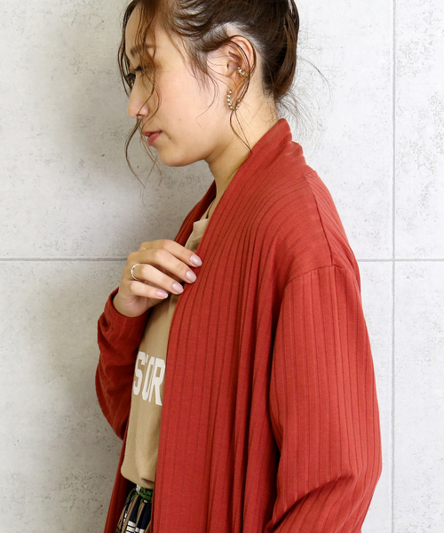 n'ee-ne（ネーネ）の「ワイドテレコ　ロングトッパー（カーディガン/ボレロ・レディース・ブラック/モカ/テラコッタ・M）」の12枚目の写真