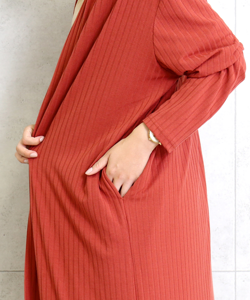 n'ee-ne（ネーネ）の「ワイドテレコ　ロングトッパー（カーディガン/ボレロ・レディース・ブラック/モカ/テラコッタ・M）」の15枚目の写真