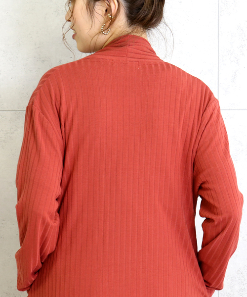 n'ee-ne（ネーネ）の「ワイドテレコ　ロングトッパー（カーディガン/ボレロ・レディース・ブラック/モカ/テラコッタ・M）」の13枚目の写真