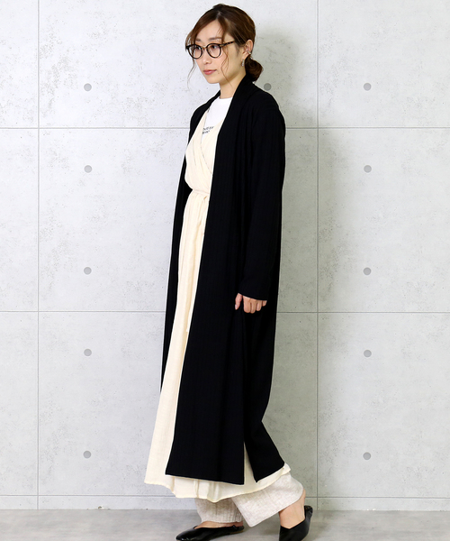 n'ee-ne（ネーネ）の「ワイドテレコ　ロングトッパー（カーディガン/ボレロ・レディース・ブラック/モカ/テラコッタ・M）」の9枚目の写真