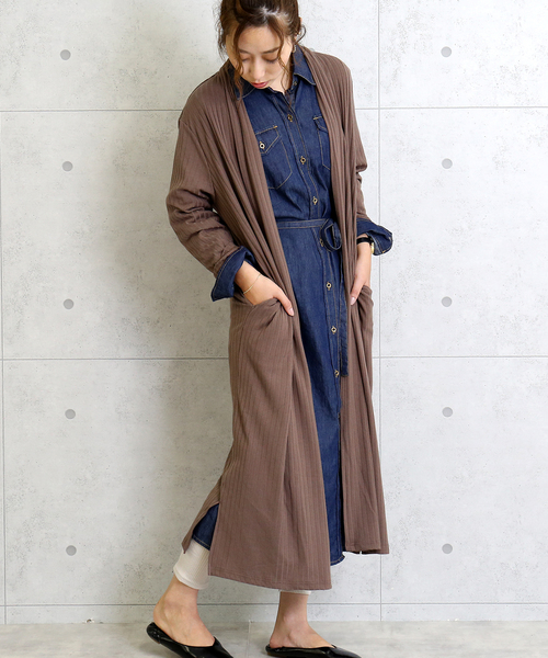 n'ee-ne（ネーネ）の「ワイドテレコ　ロングトッパー（カーディガン/ボレロ・レディース・ブラック/モカ/テラコッタ・M）」の7枚目の写真