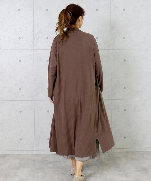 n'ee-ne（ネーネ）の「ワイドテレコ　ロングトッパー（カーディガン/ボレロ・レディース・ブラック/モカ/テラコッタ・M）」の5枚目の写真