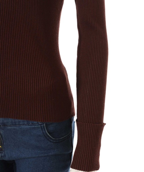 fifth（フィフス）の「ロールアップスリーブリブハイネック（ニット/セーター・レディース・ベージュ/ブルー/ブラウン・MEDIUM）」の11枚目の写真