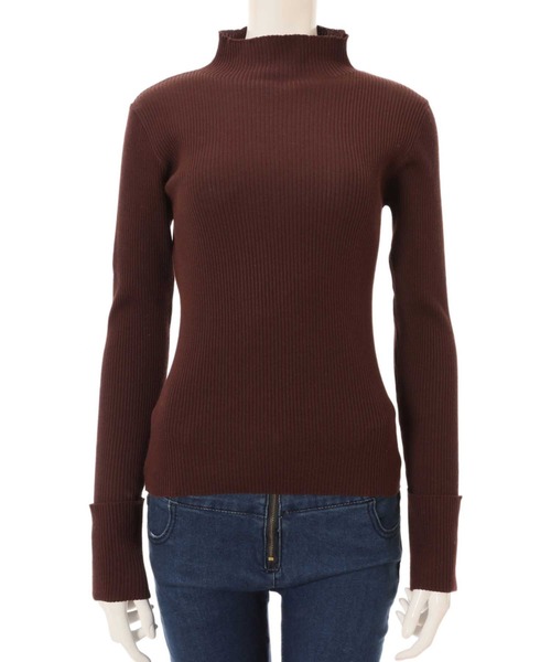 fifth（フィフス）の「ロールアップスリーブリブハイネック（ニット/セーター・レディース・ベージュ/ブルー/ブラウン・MEDIUM）」の5枚目の写真