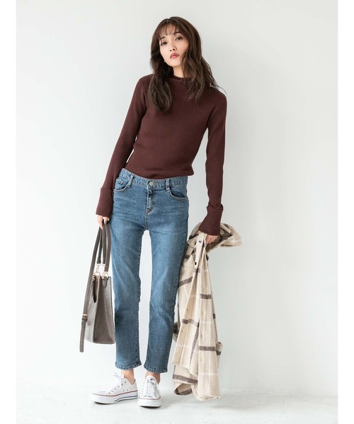 fifth（フィフス）の「ロールアップスリーブリブハイネック（ニット/セーター・レディース・ベージュ/ブルー/ブラウン・MEDIUM）」の10枚目の写真