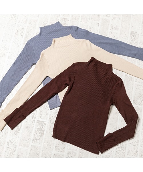 fifth（フィフス）の「ロールアップスリーブリブハイネック（ニット/セーター・レディース・ベージュ/ブルー/ブラウン・MEDIUM）」の22枚目の写真