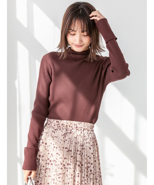 fifth（フィフス）の「ロールアップスリーブリブハイネック（ニット/セーター・レディース・ベージュ/ブルー/ブラウン・MEDIUM）」の17枚目の写真