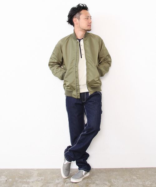 coen（コーエン）の「MA-1 フライトジャケット（ミリタリージャケット・メンズ・オリーブ/ブラック・LARGE/MEDIUM/X-LARGE/SMALL）」の7枚目の写真