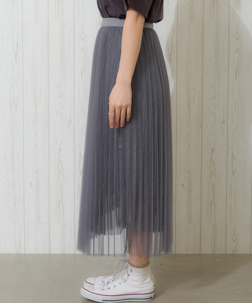 【メイ】新品未使用　ラメチュール　プリーツ　スカート　ブラウン セール】 ラメチュール ティアードプリーツスカート （ロング