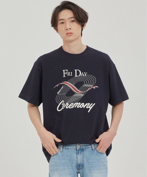 ROMANTIC CROWN(ロマンティッククラウン)の「【ROMANTIC CROWN】TRACK AND FIELD TEE / ロマンティッククラウン トラック アンド フィールド Tシャツ(Tシャツ/カットソー・メンズ・ブラック/ホワイト/ネイビー・MEDIUM/LARGE/SMALL/X-LARGE)」の1枚目の写真