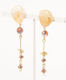 【CouleuR】クリームカボションチェコロングピアス