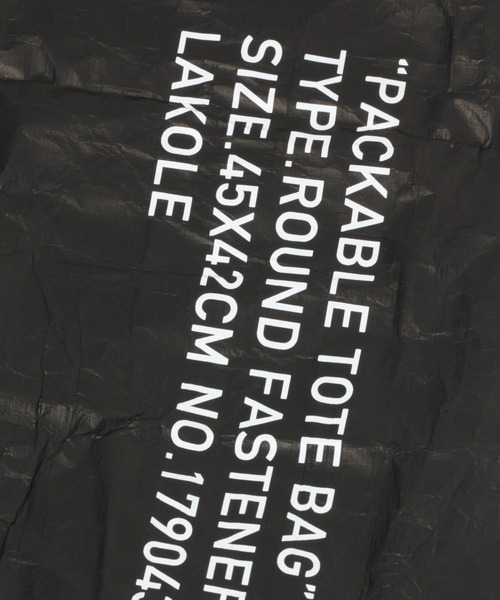 LAKOLE(ラコレ)の「タイベック素材エコトートバッグ / LAKOLE(エコバッグ/サブバッグ・レディース・ホワイト/その他1/ブラック・FREE)」の9枚目の写真
