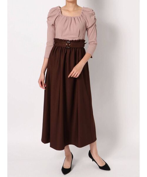 dazzlin（ダズリン）の「ハイウエストコンビワンピース（ワンピース・レディース・ブラック/ブラウン/モカ・FREE）」の5枚目の写真