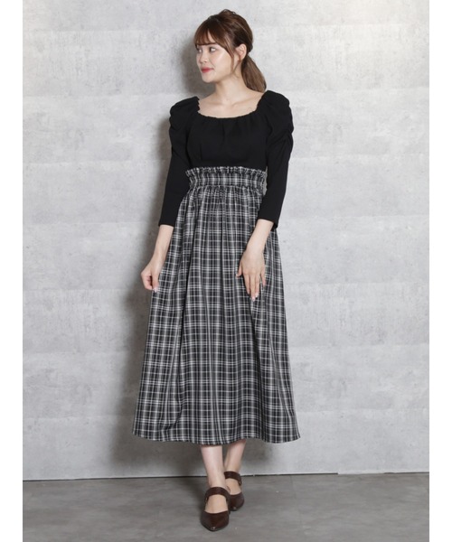 dazzlin（ダズリン）の「ハイウエストコンビワンピース（ワンピース・レディース・ブラック/ブラウン/モカ・FREE）」の10枚目の写真