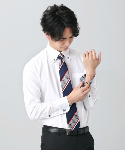 セール Disney ディズニー 形態安定ノーアイロン ボタンダウン 長袖ビジネスワイシャツ ビジネスシャツ Tokyo Shirts トウキョウ シャツ のファッション通販 Zozotown