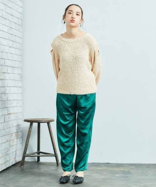 cepo（セポ）の「カラーサテンイージーパンツ（その他パンツ・レディース・ブラック/ベージュ/グレー/ブルー/グリーン/モカ・M）」の9枚目の写真