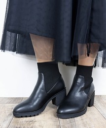 Liberty doll / ソックスブーツ ニット切り替え6cmヒールブーツ(9052)ショートブーツ