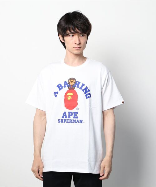 A BATHING APE(アベイシングエイプ)の「BAPE X DC BABY MILO SUPERMAN COLLEGE TEE M(Tシャツ/カットソー・メンズ・ホワイト/ブラック・MEDIUM/XX-LARGE/X-LARGE/SMALL/LARGE)」の15枚目の写真