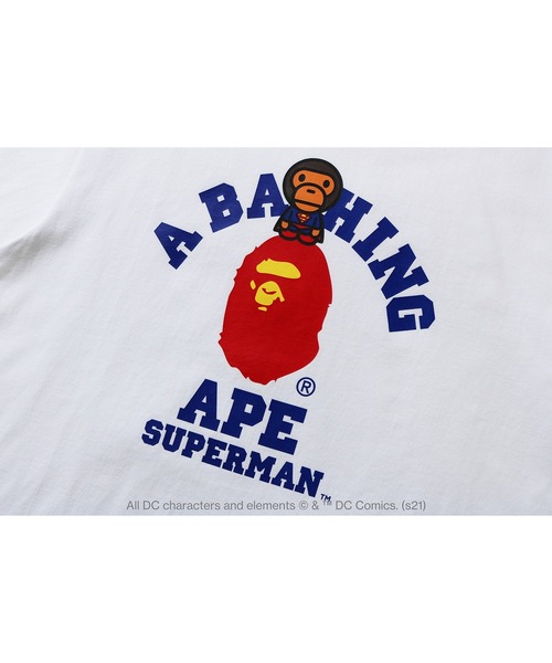A BATHING APE(アベイシングエイプ)の「BAPE X DC BABY MILO SUPERMAN COLLEGE TEE M(Tシャツ/カットソー・メンズ・ホワイト/ブラック・MEDIUM/XX-LARGE/X-LARGE/SMALL/LARGE)」の12枚目の写真